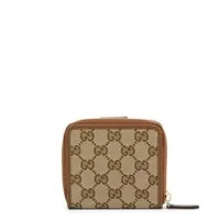 [S] GUCCI GG MONOGRAM COMPACT WALLET,KHAKI/BROWN, 346056KY9LG-8610 (SGC38)