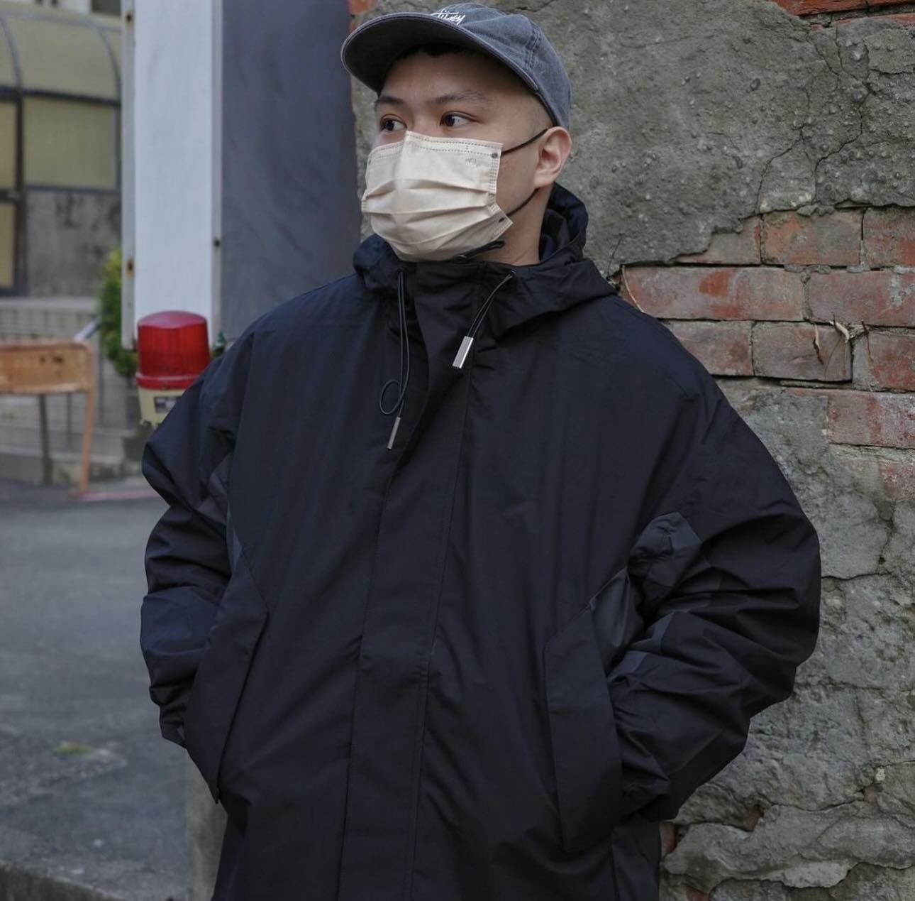 撞色拼接防風連帽外套-2色 j422