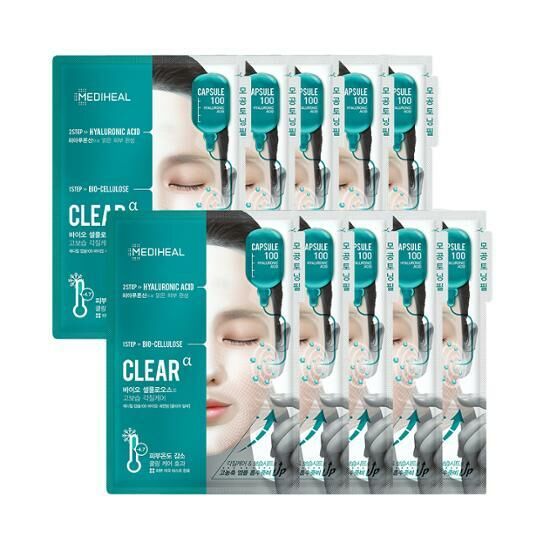 Mediheal Capsule 100 Bio-Cellulose Calming Clear Mask [10PCS]
