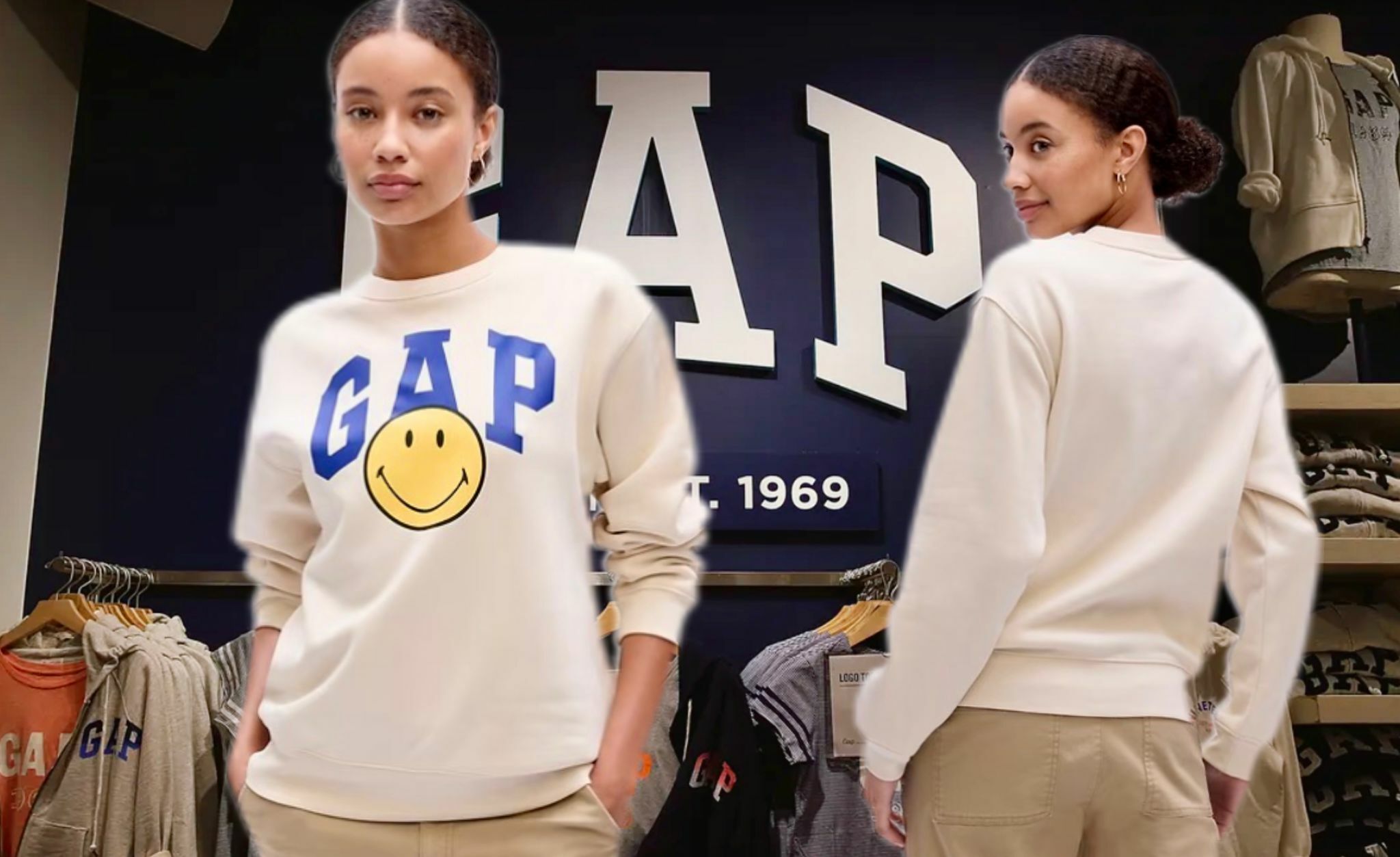 【預購】GAP F013104 圓領笑臉衛衣