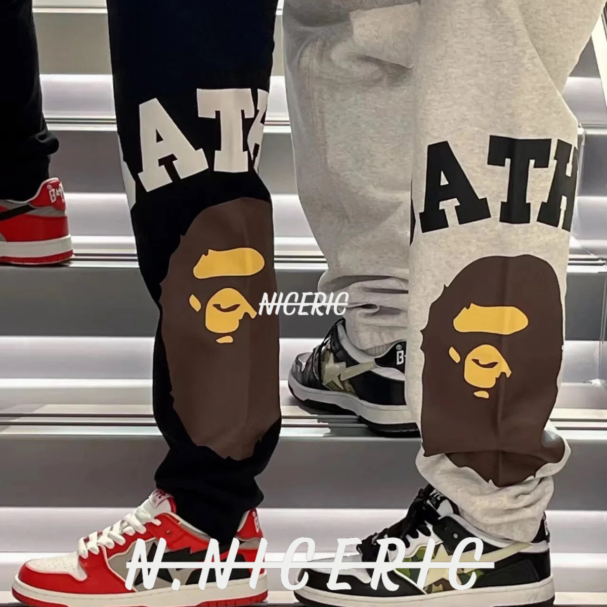 【HAO NICE】BAPE側面猿人頭字母棉褲🆒 長褲 Bape休閒長褲