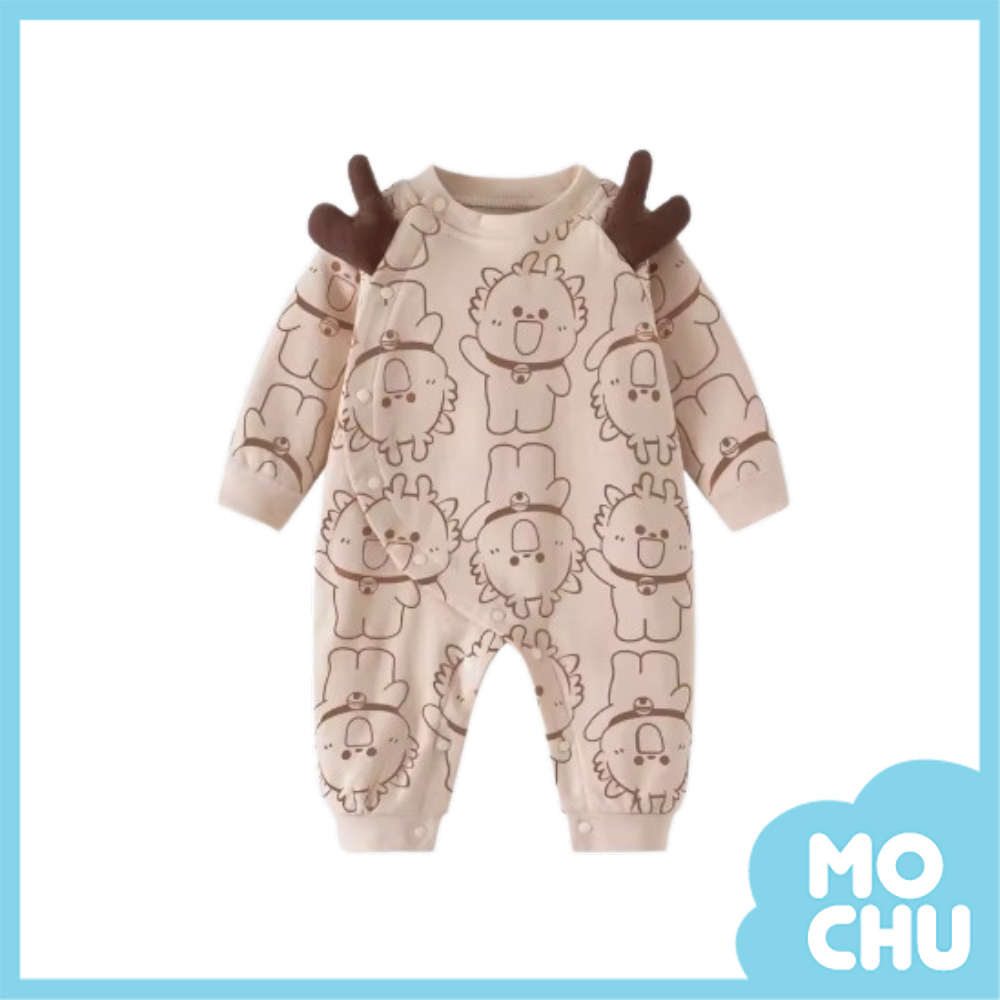 咖啡耳朵鈴鐺龍長袖連身衣