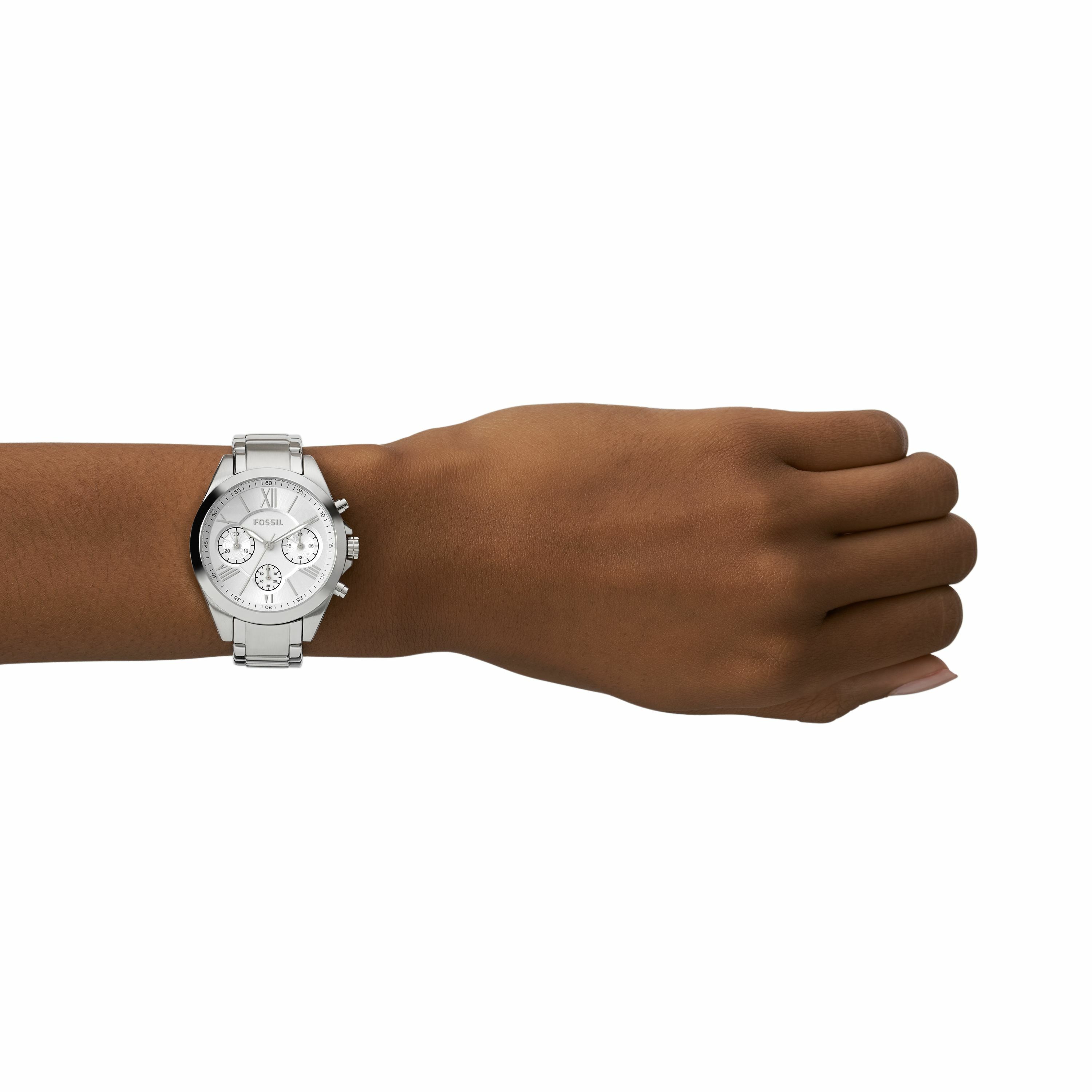 Modern Courier  經典雅仕羅馬數字三眼女錶 銀色不鏽鋼鍊帶 36MM BQ3035