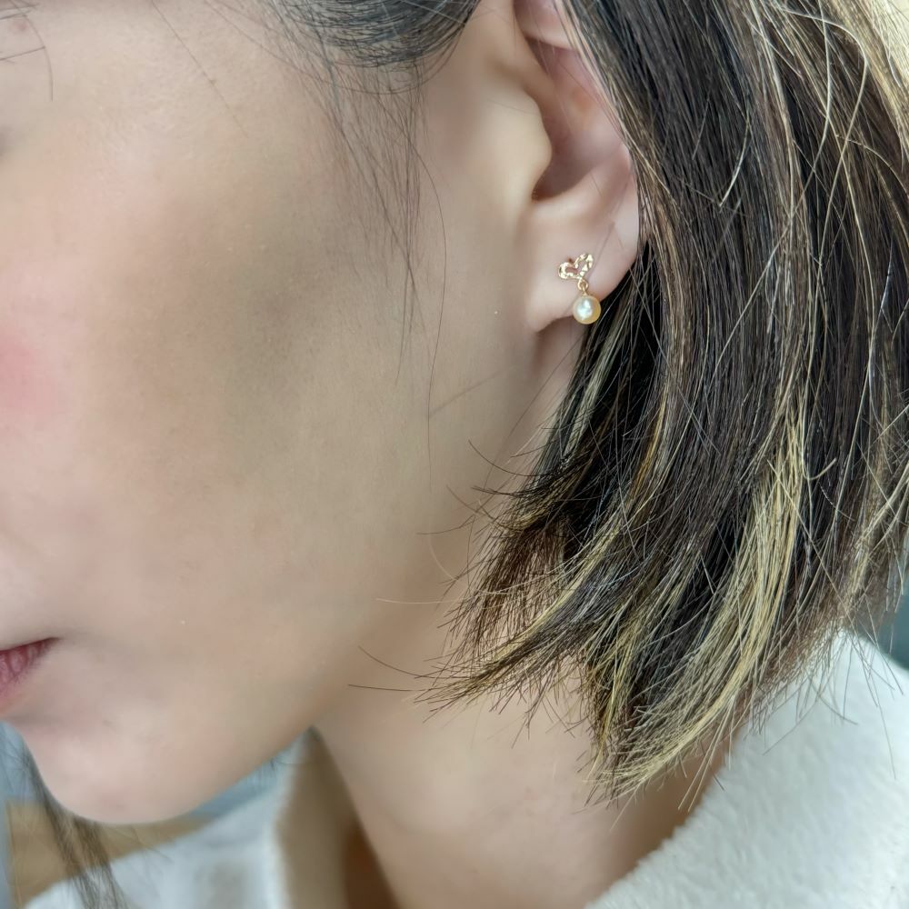 【me.luxe】K10愛心珍珠耳環