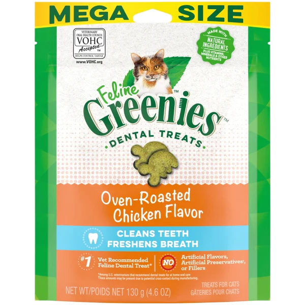 Feline Greenies Oven Roasted Chicken Flavored Dental Treats 4.6oz