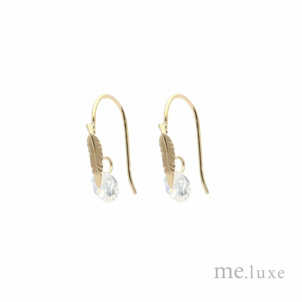 【me.luxe】K10羽毛鋯石耳環