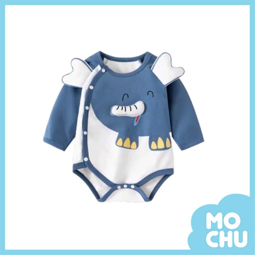 藍色小象長袖包屁衣