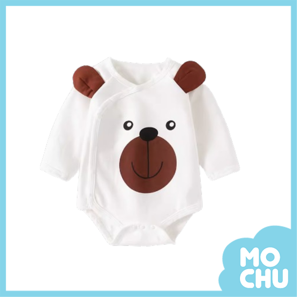 白色小熊長袖包屁衣