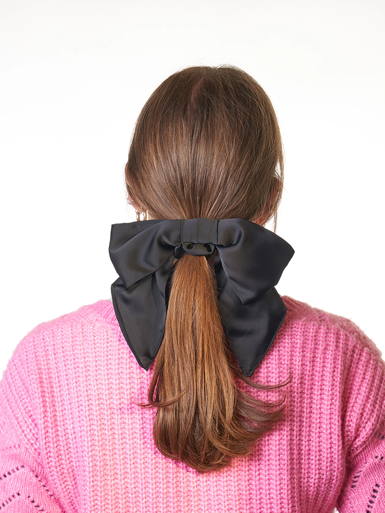 Maddy bow scrunchie in black satin