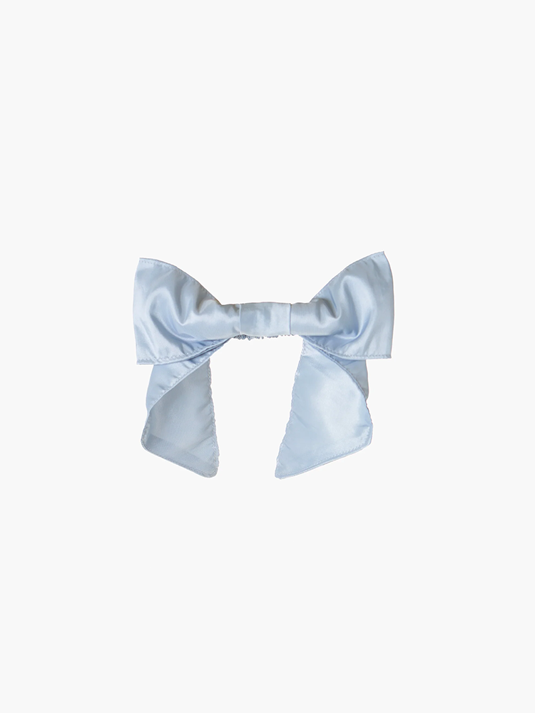 Maddy bow scrunchie in silver grey taffeta