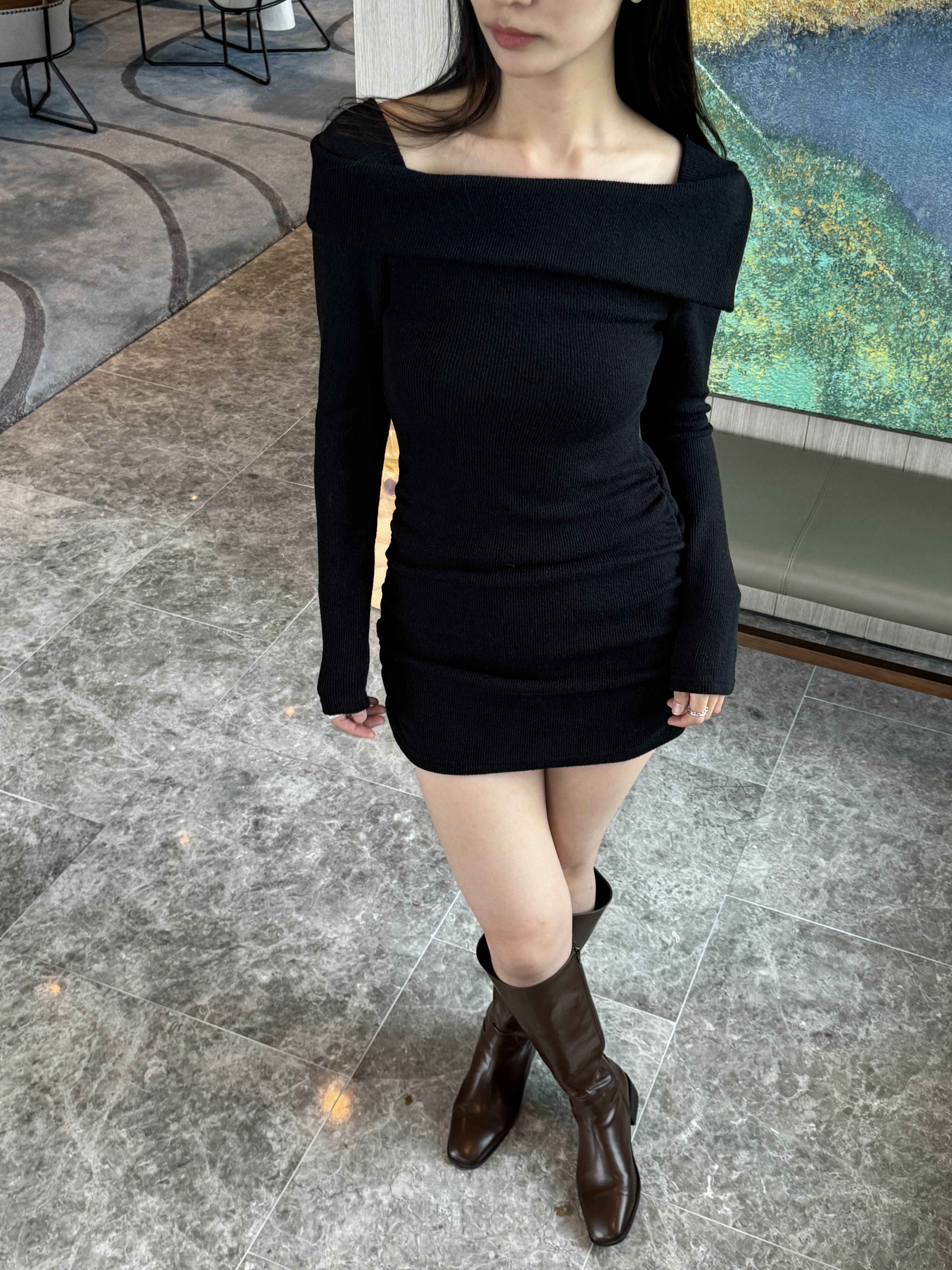 (現貨) 溫柔氣質針織連身裙 OPS1102 (黑)