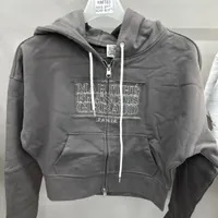 [S] MARITHE W CLASSIC LOGO CROP HOODIE ZIP UP,CHARCOAL, 1MG23FHD106CRC [FINAL SALE] (SMR27)