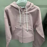 [S] MARITHE W CLASSIC LOGO CROP HOODIE ZIP UP,DARK PINK, 1MG23FHD106DPK (SMR35)