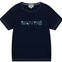 [S] MARITHE DENIM APPLIQUE UNISEX TEE,NAVY, 1MG23STS115NVY (SMR55)