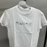 [S] MARITHE DENIM APPLIQUE TEE,WHITE, 1MG23STS115WHT (SMR57)
