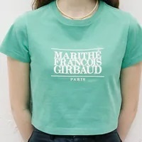 [S] MARITHE WOMEN CLASSIC LOGO CROP TEE,GREEN, 1MG23STS105GRN (SMR59)