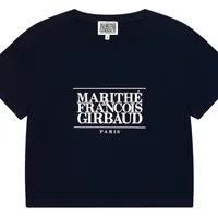 [S] MARITHE WOMEN CLASSIC LOGO CROP TEE,NAVY, 1MG23STS105NVYY (SMR58)