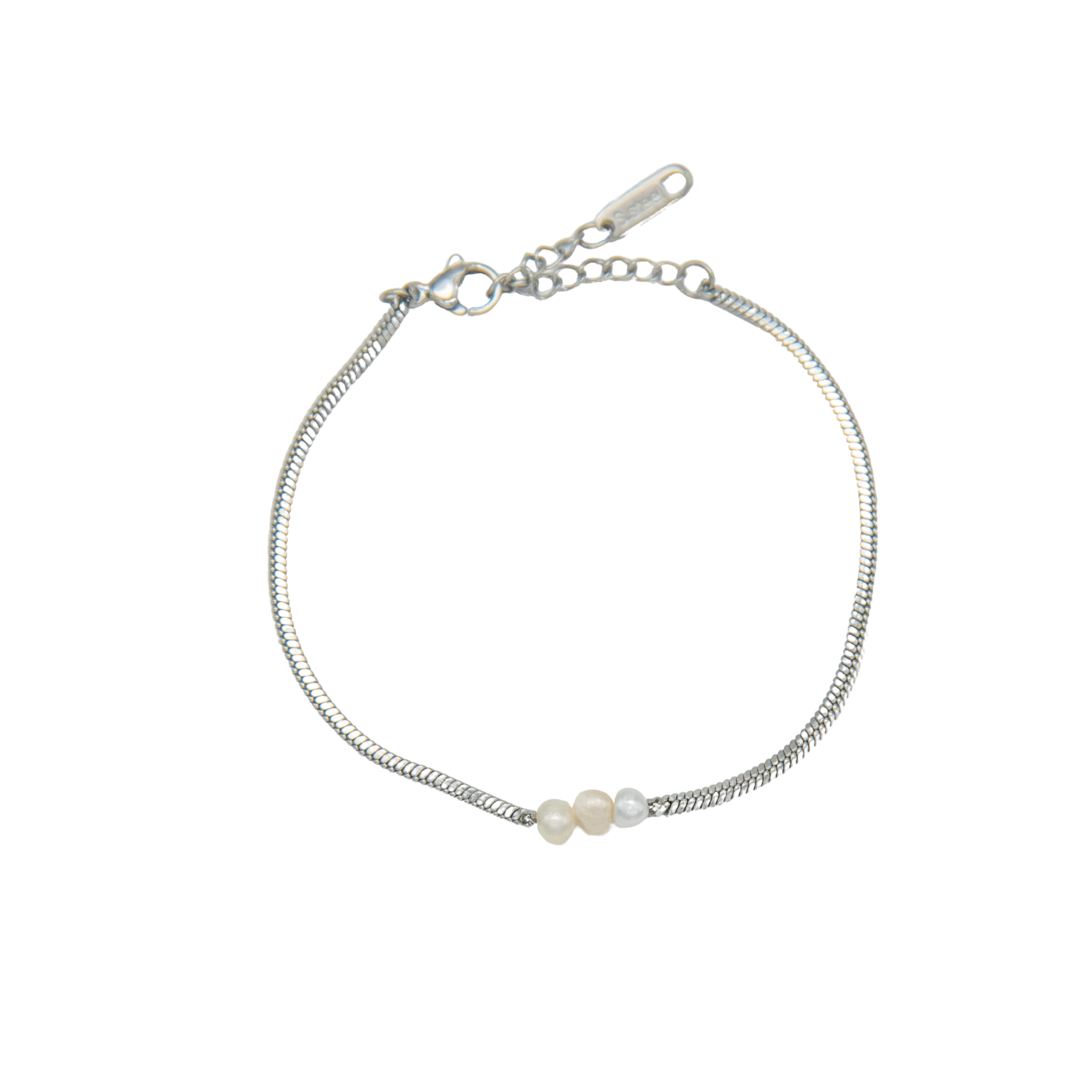 簡約珍珠蛇骨鋼飾手鍊 (FHX10073)