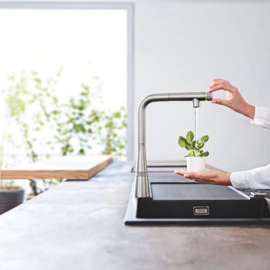 Grohe Zedra Smartcontrol 智慧型按鍵式廚房水龍頭｜可伸縮