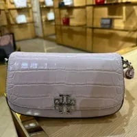 [S] TORY BURCH BRITTEN EMBOSSED CONVERTIBLE CROSSBODY,CLAY PINK, 141015-667 (STB467)