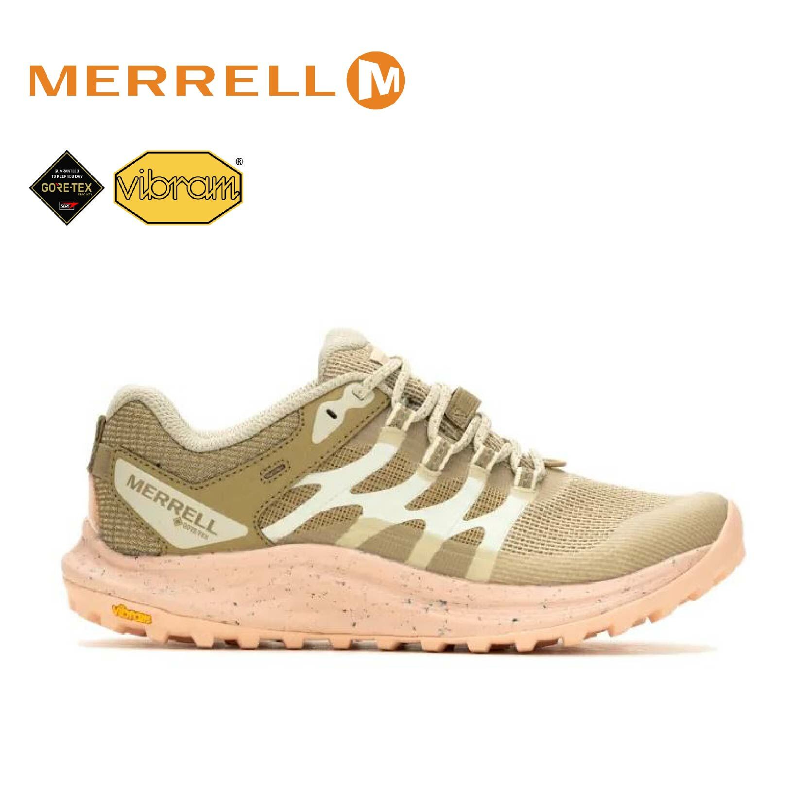 MERRELL 美國 ANTORA 3 GORE-TEX® 防水輕量越野健行鞋 粉橘 奶茶棕 女款 登山/戶外/旅遊 33ML068156