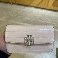 [S] TORY BURCH BRITTEN EMBOSSED CHAIN WALLET W.WRISTLET,CLAY PINK, 141073-667 (STB474)