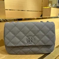 [S] TORY BURCH WILLA MATTE SHOULDER BAG,GRAY HERON, 196133820797 (STB476)