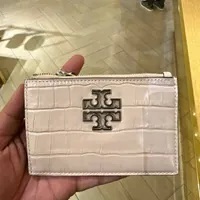 [S] TORY BURCH BRITTEN EMBOSSED ZIP CARD CASE,CLAY PINK, 141067-667 (STB485)