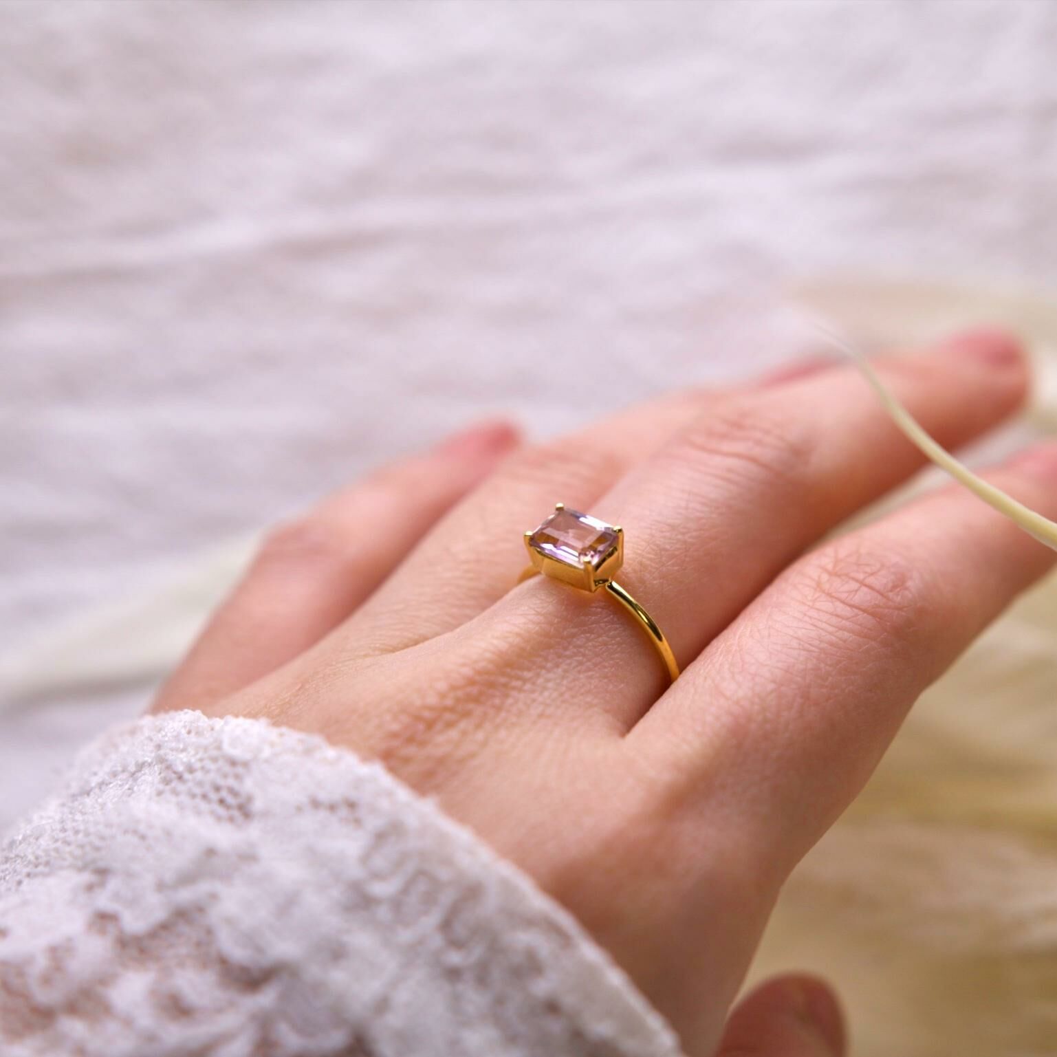 日本天然半貴石戒指- 紫黃晶 Ametrine