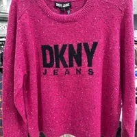 [S] DKNY BLING BLING EMBROIDER LOGO SWEATSHIRT,ELECT FUSCHIA, E2KS6D96-ELECT FUSCH (SD815)