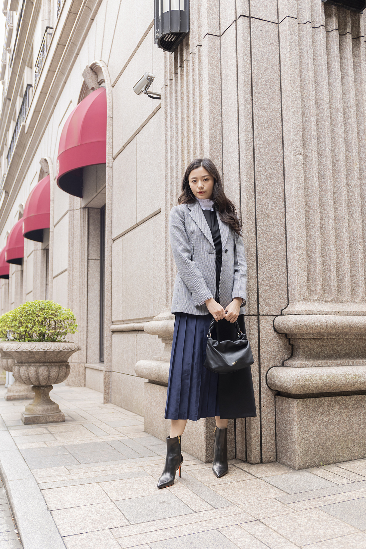 TELA小格紋西裝外套