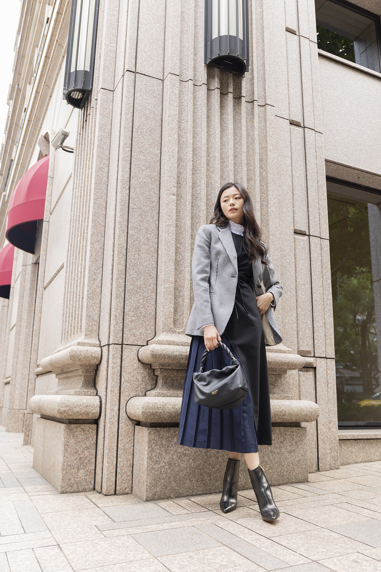 TELA小格紋西裝外套