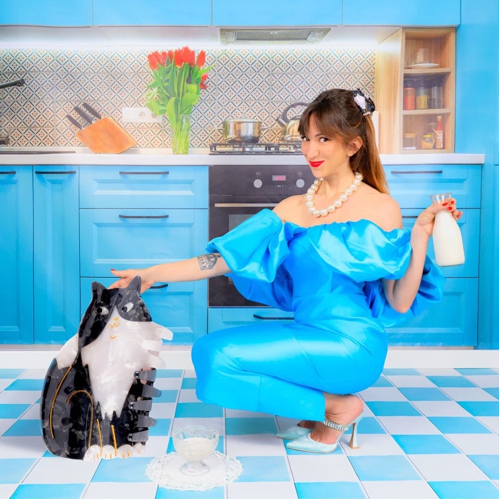 BLACK & WHITE CAT HAIR CLAW｜Coucou Suzette