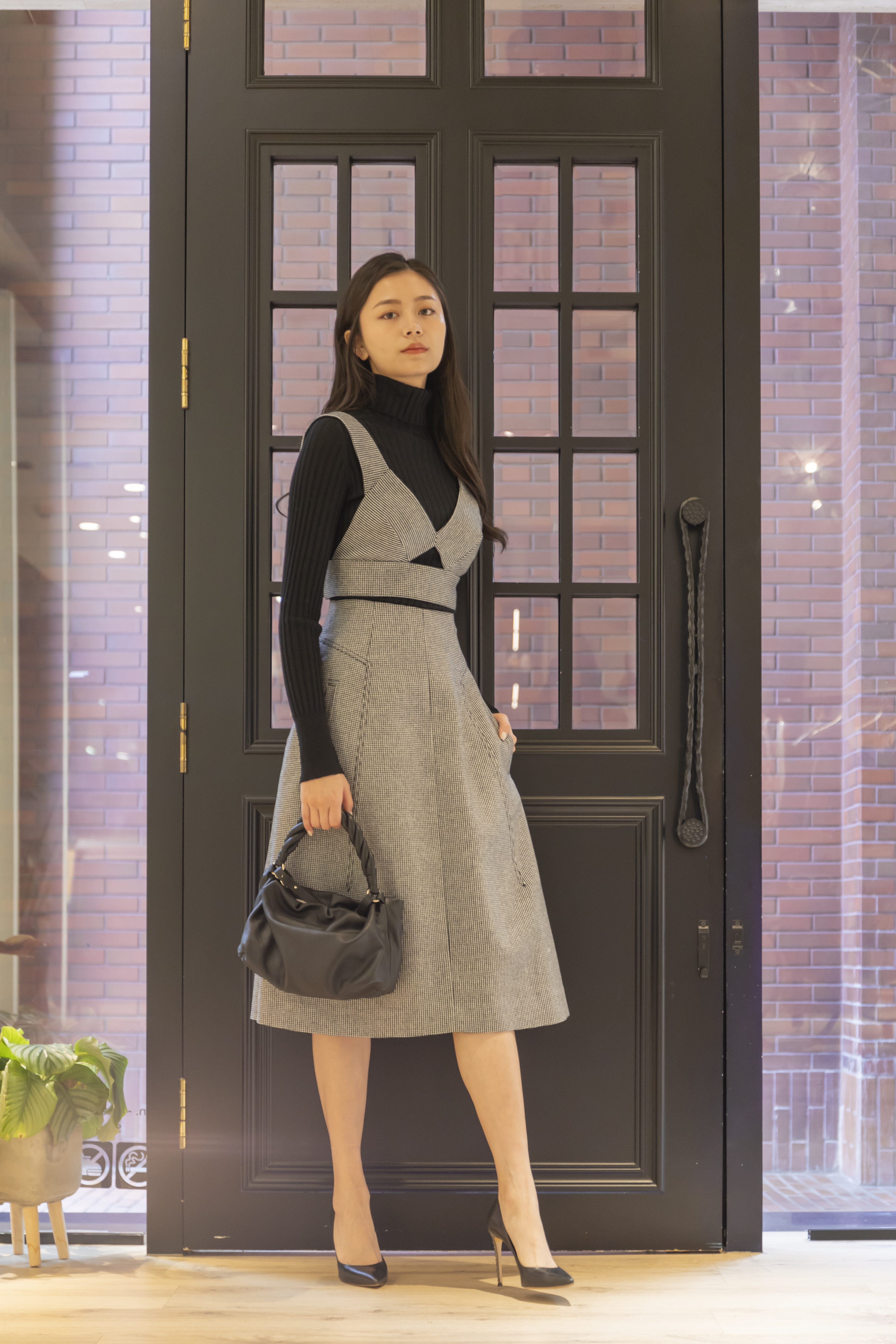 TELA小格紋造型背心