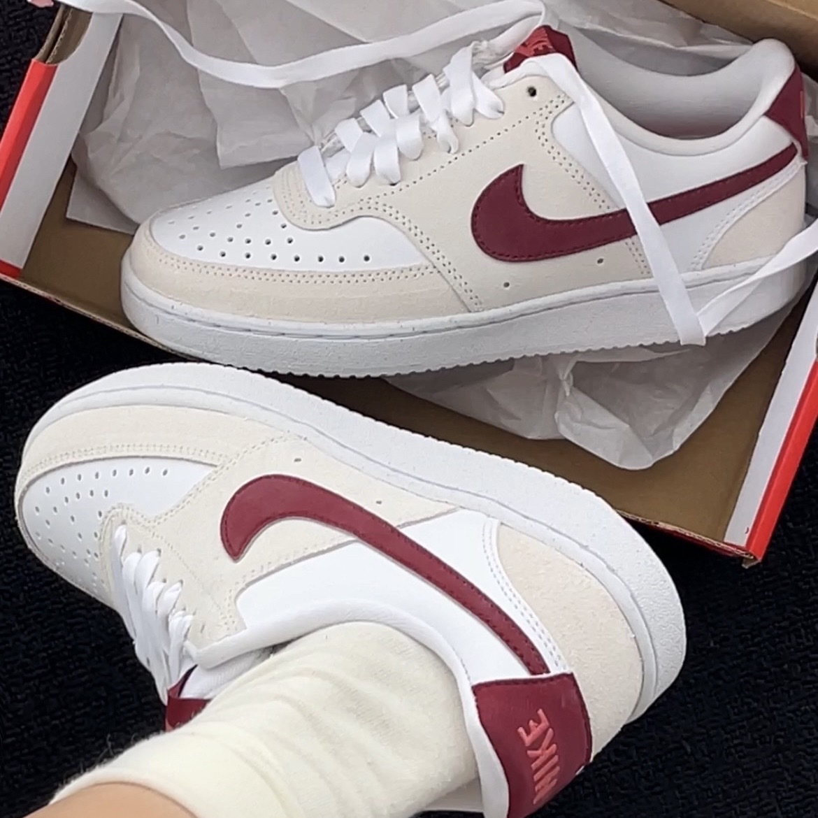 Nike Court Vision Lo 米白紅 FQ7628-100