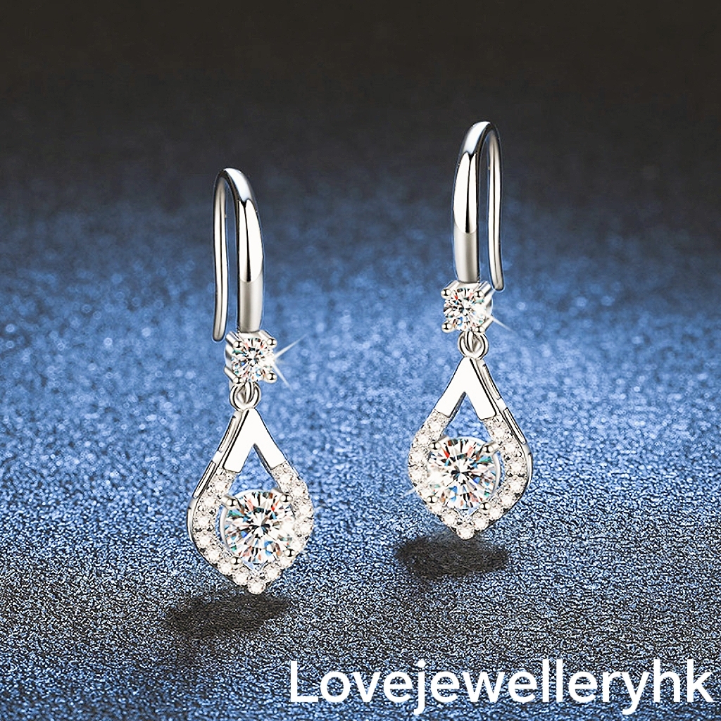 莫桑鑽水滴款耳環    E1C005