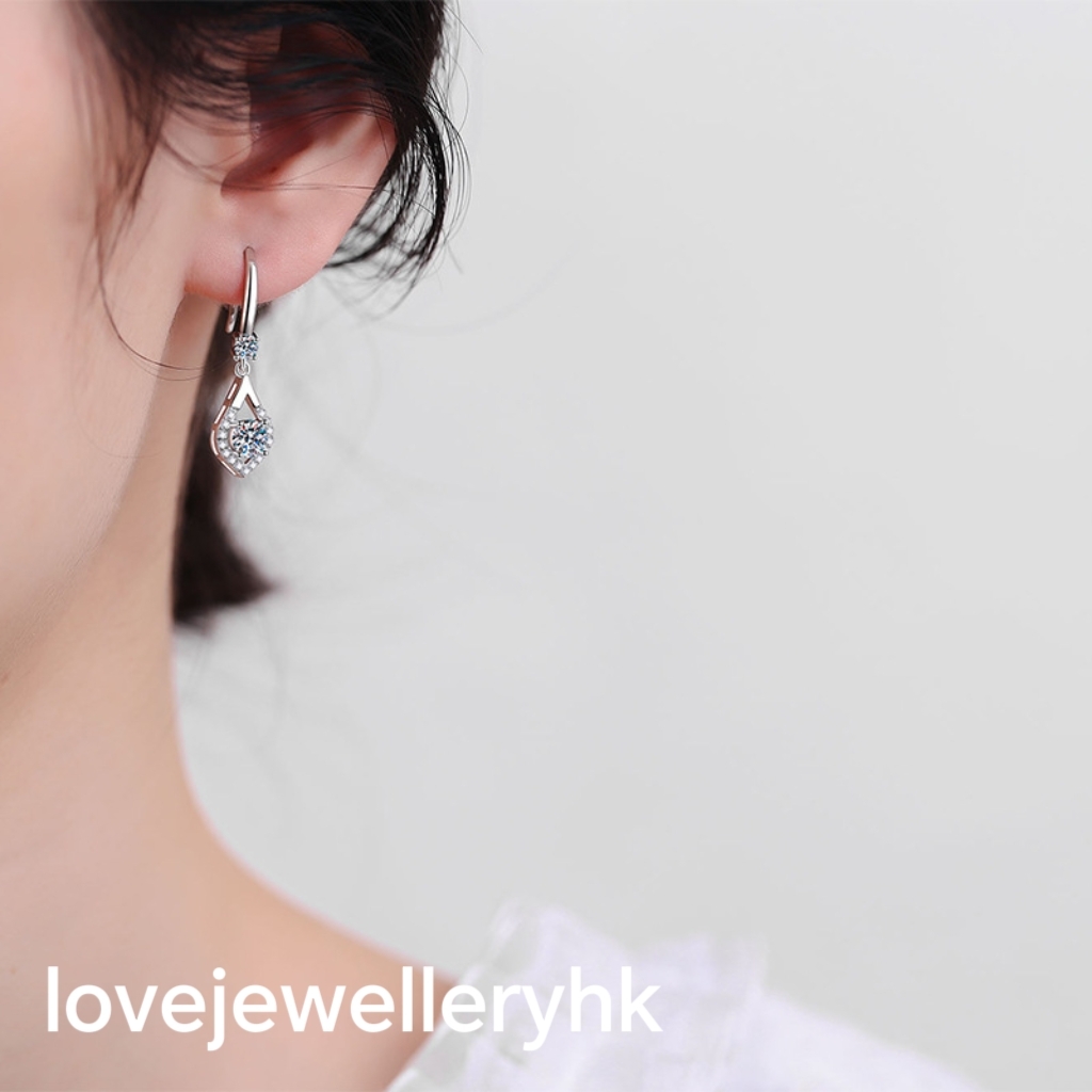 莫桑鑽水滴款耳環    E1C005