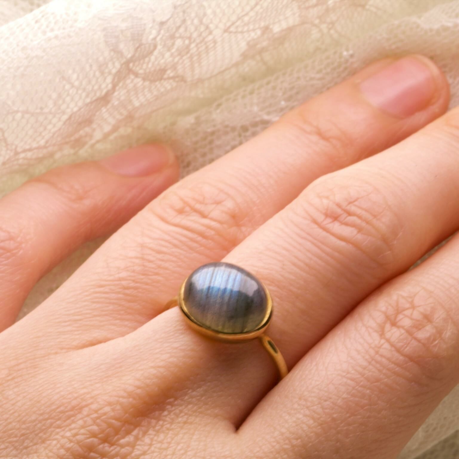 日本半貴石戒指-Labradorite拉長石