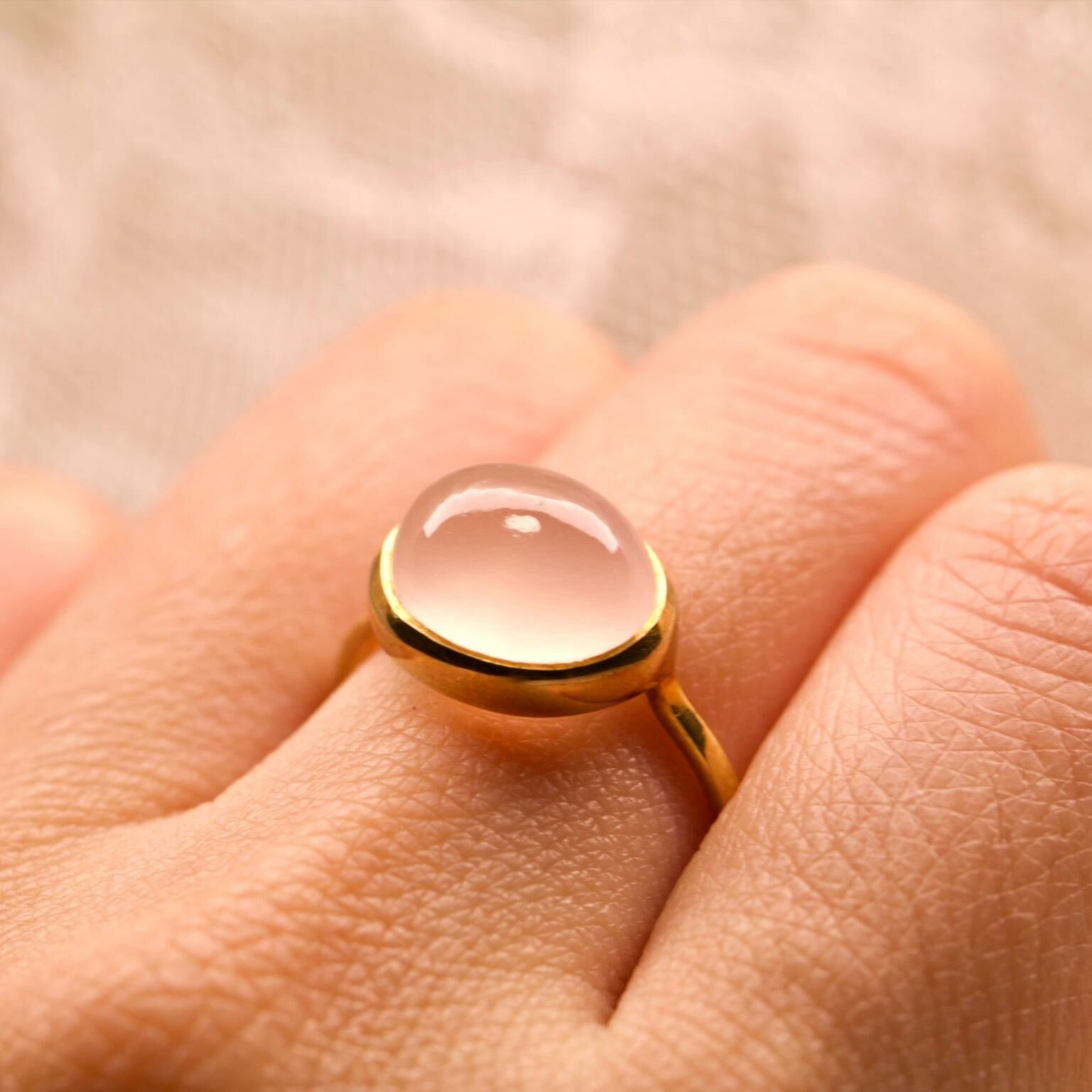 日本半貴石戒指- Rose Quartz薔薇石