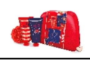 cc7329 Beaming Beauty - Luxury cosmetic bag with 100ml Body Wash, 100ml Body Cream and Body Polisher