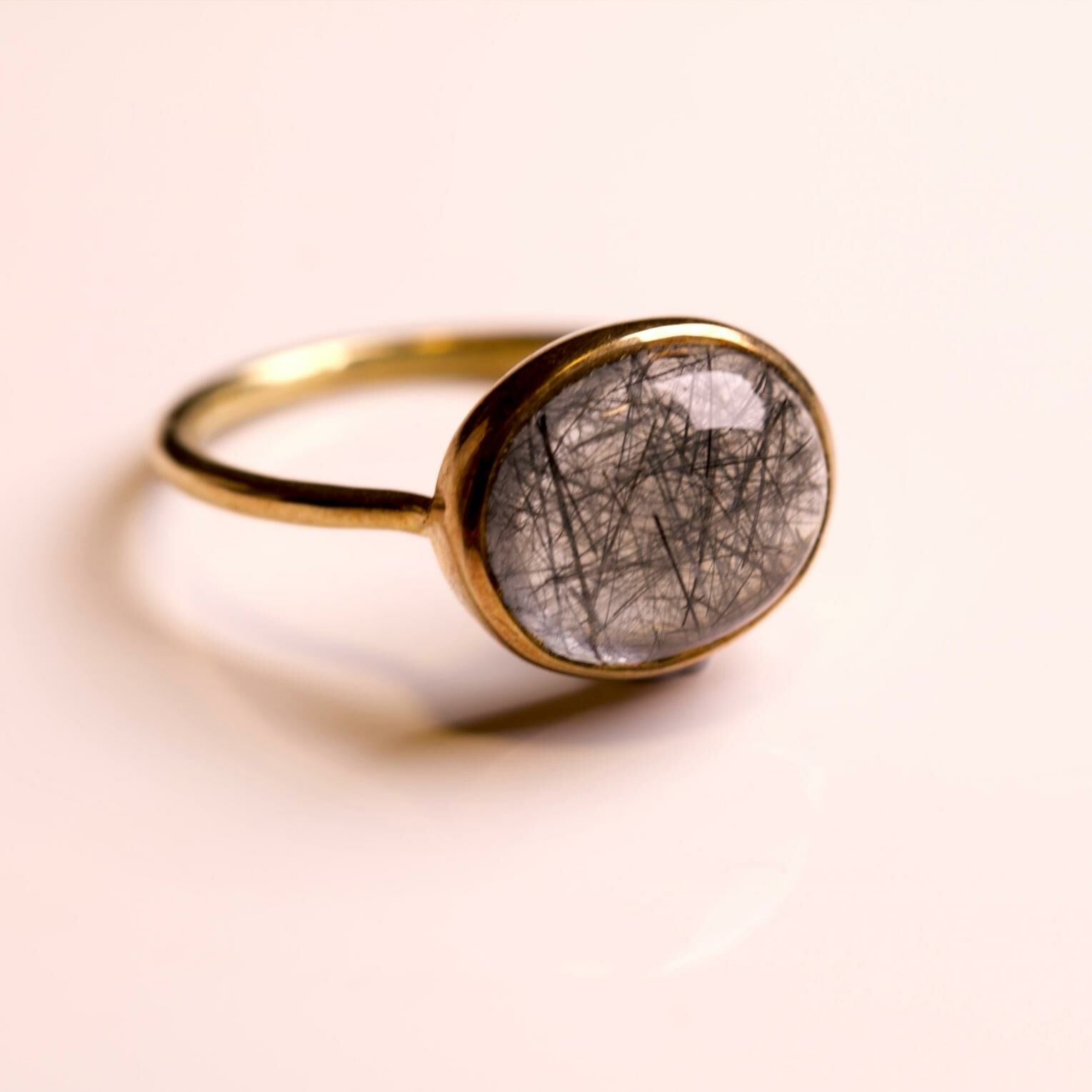 日本半貴石戒指-Black Rutilated Quartz黑髮晶