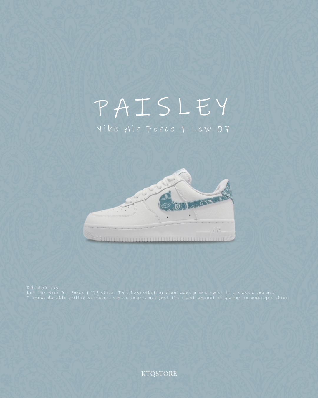 KTQ STORE ‧ Nike Air Force 1 "Blue Paisley" 變形蟲 天空藍 DH4406-100