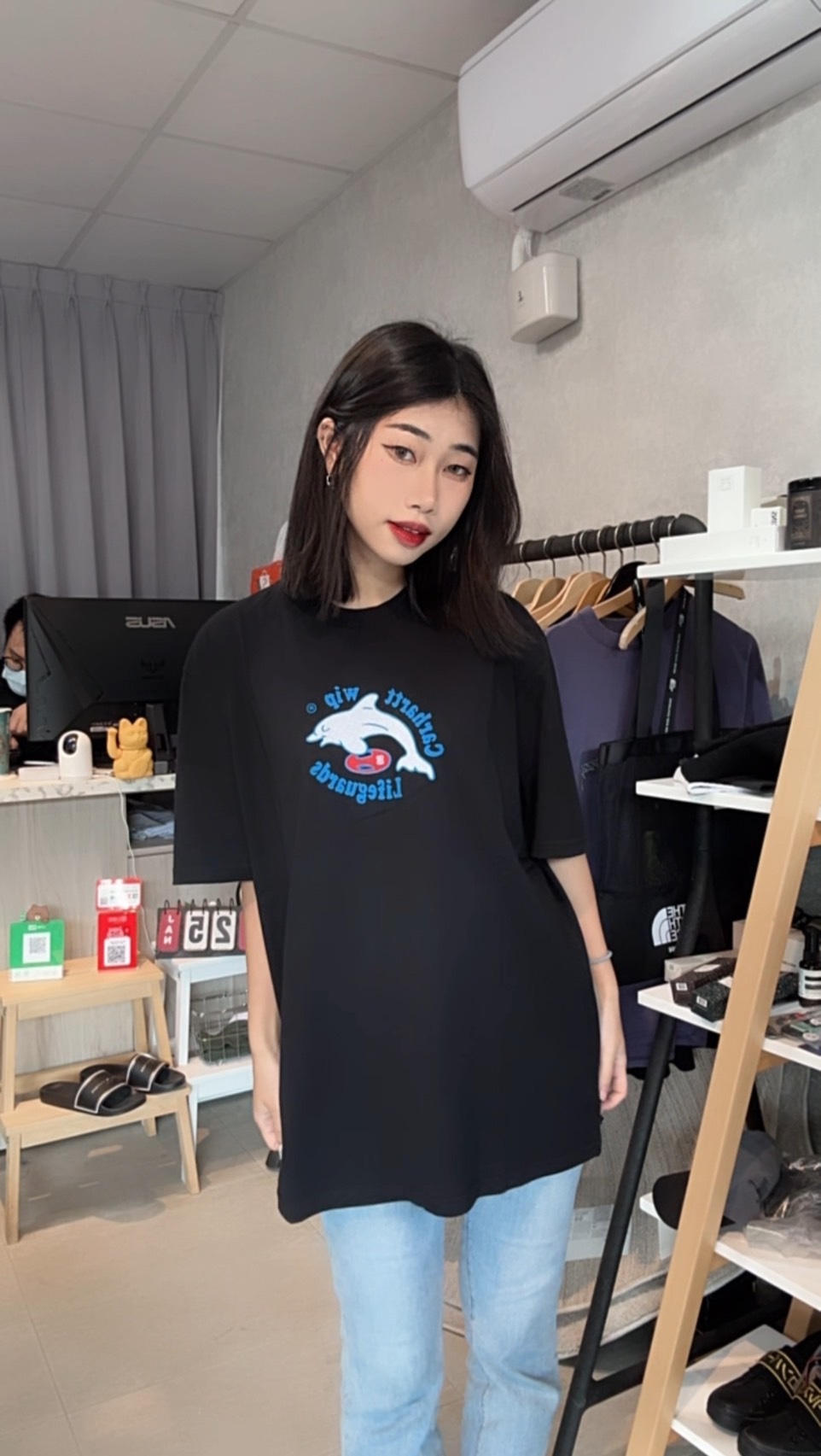 【Carhartt】現貨 韓國 Carhartt 短袖 短T 愛心 海豚 灰 黑 復古踢 短踢