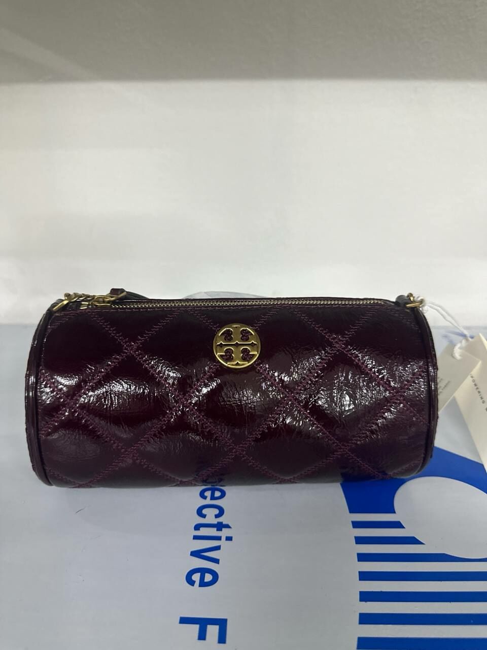 [S] TORY BURCH WILLA SHINE BARREL BAG FIG JAM, 153364-1023 (STB491)