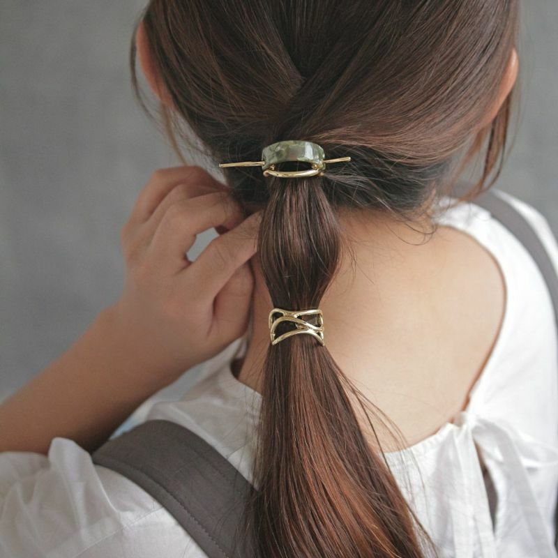 金屬大理紋迷你髮圈插