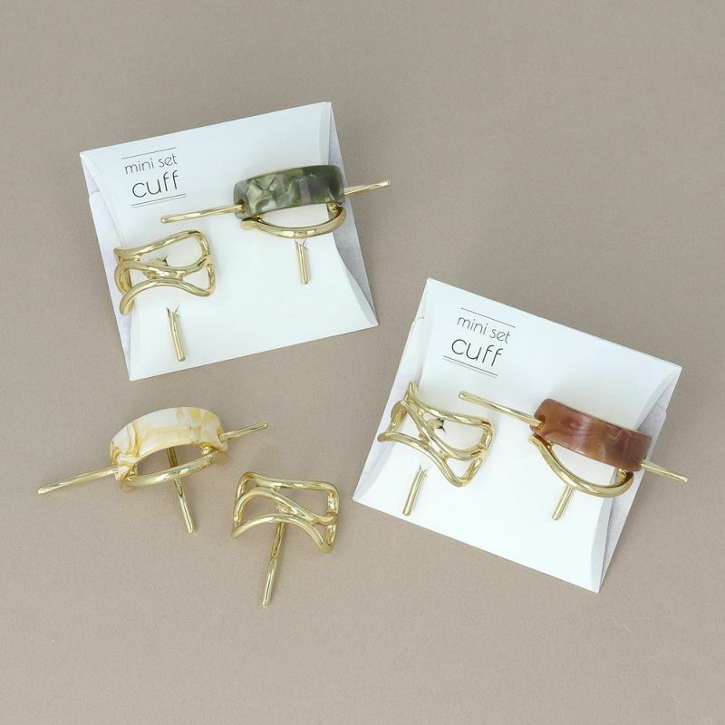 金屬大理紋迷你髮圈插