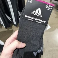 [S] ADIDAS WOMEN'S SUPERLITE SOCKS 6 PAIR NO SHOW,BLACK/ONIX, CM6508 (SAD168)