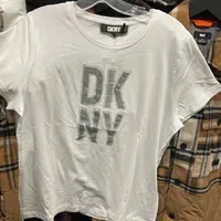 [S] DKNY RHINESTONE BLING BLING LOGO LETTERING TEE,WHITE/SILVER, P2MH70MH-WTL (SD824)