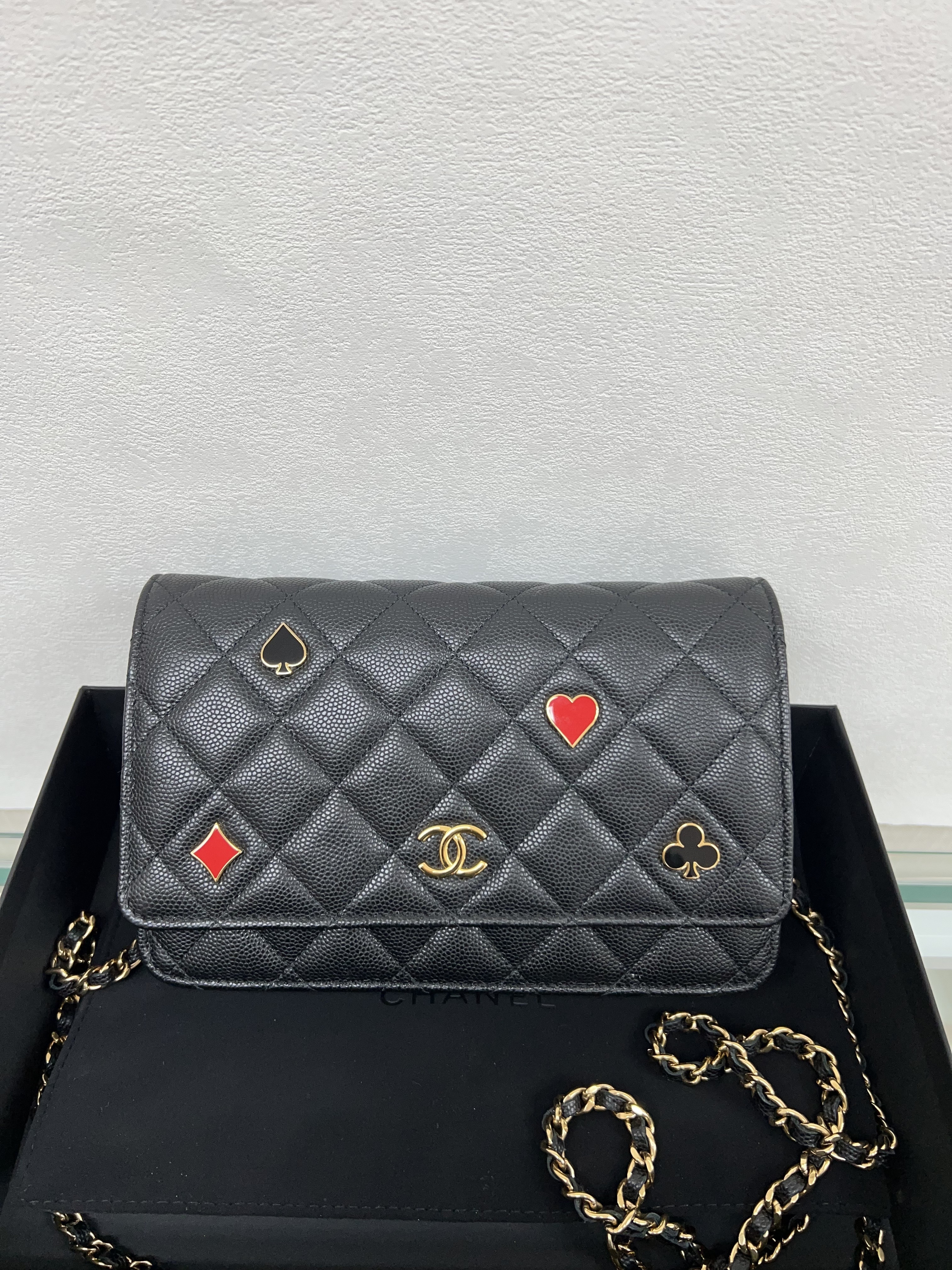 Chanel woc / wallet on chain poker (black caviar)