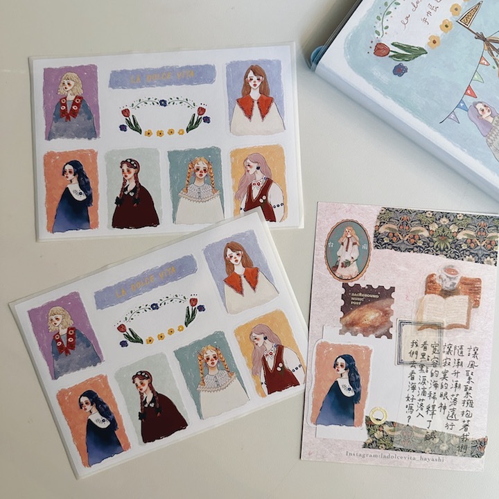 優雅畫廊女子貼紙 2張一組 ｜甜蜜生活